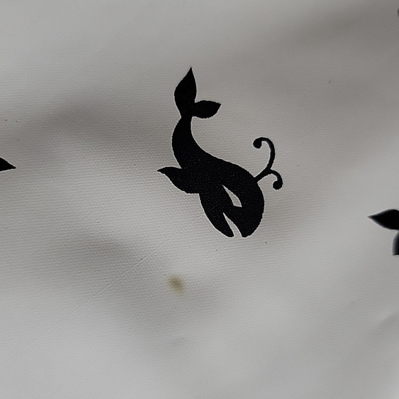 WHITE Black Reversible Solid Whale Print Boho Retro Snap Closure Hood Rain Coat - Picture 11 of 13